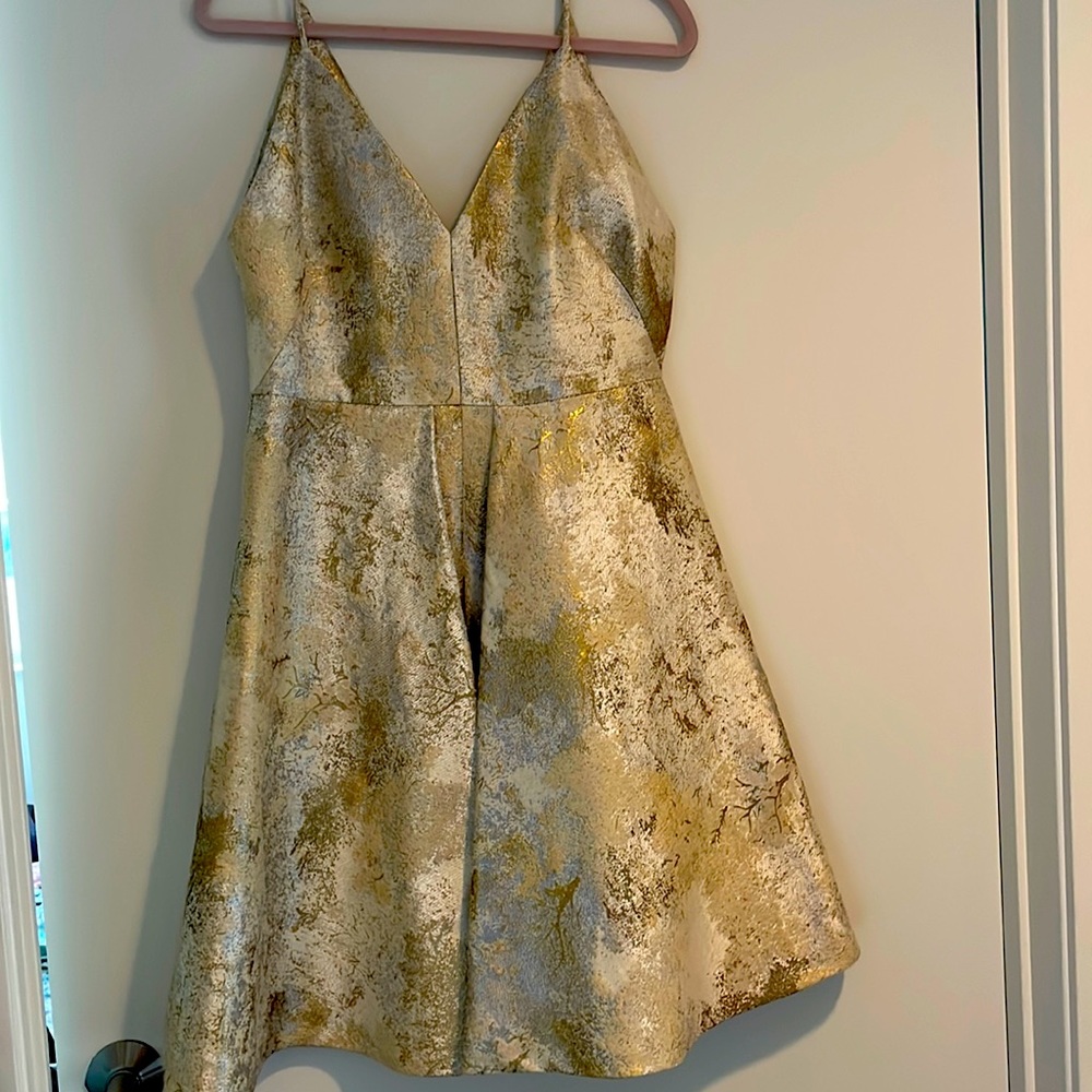 Calvin Klein Dress (white, gold, & silver formal)
